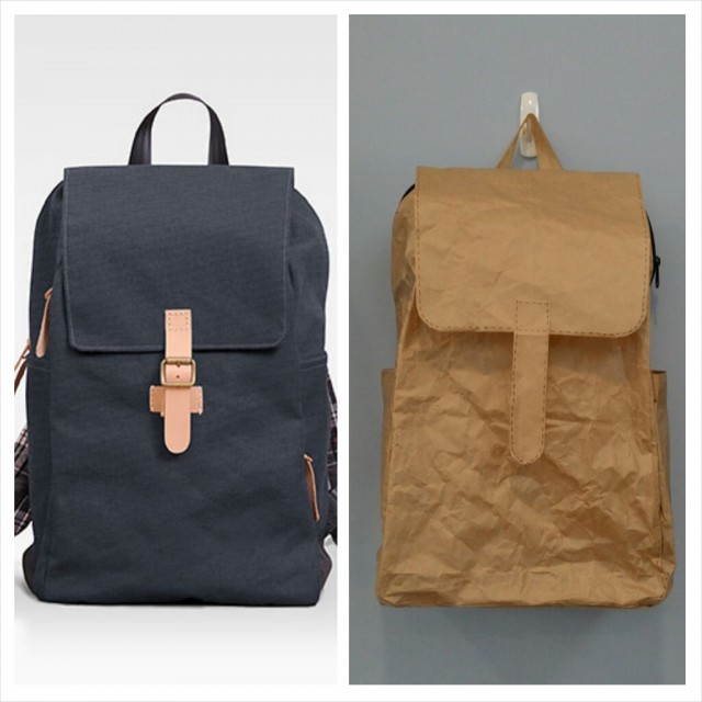 哈，未免也太像了吧。 不過，用牛皮紙打版和真的用布把包款做起來，過程還是不太一樣，最精確的版型還是要等到用布料製作的時候再微調。